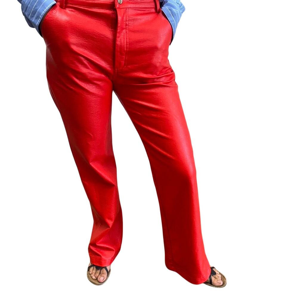 Princess Polly Poppy Red faux leather Pants Size 4